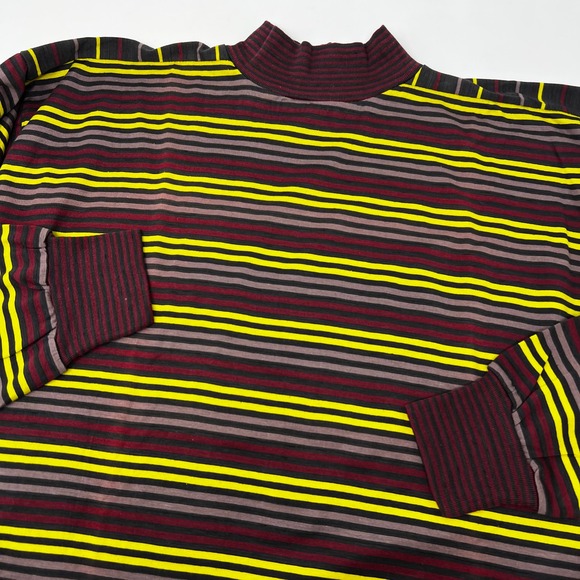 Gudrun Sjoden Tops - Gudrun Sjoden Striped Mock Neck Long Sleeve Cotton‎ Top Yellow Burgundy Small